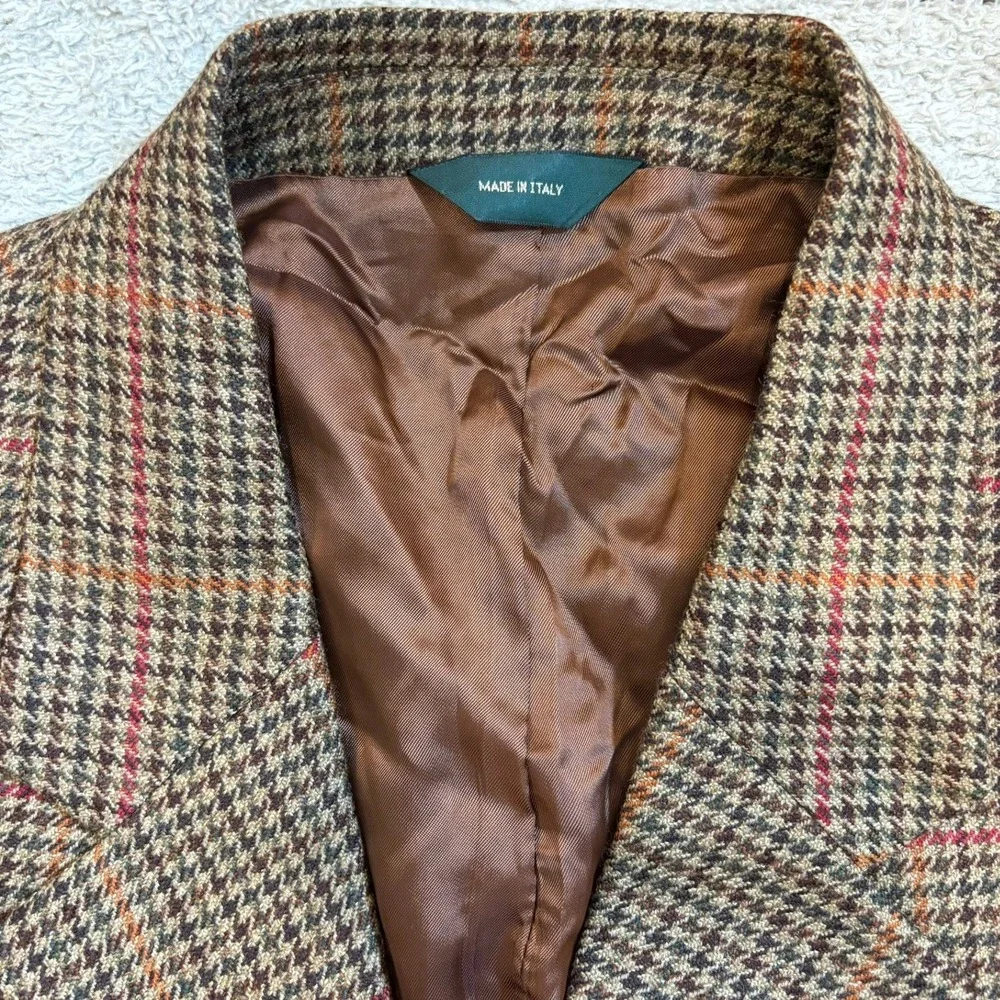 J.‎ Crew Oarsman Brown Plaid Wool Tweed Blazer Jacket 44L Made Italy Sport Coat